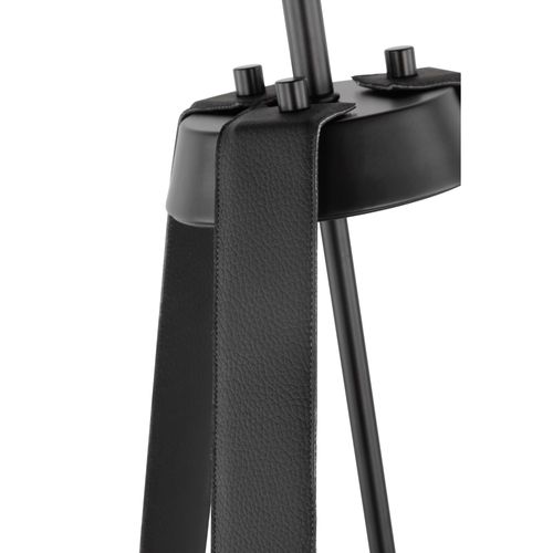 Main product image of Brewster 3 Light Pendant Black Finish Faux Leather Wrapped Straps White Textile Shade