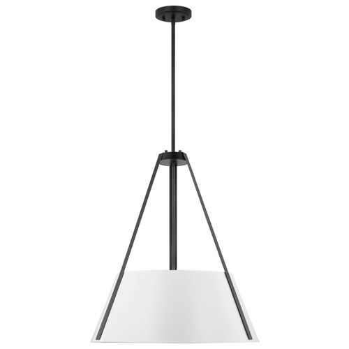 Main product image of Brewster 3 Light Pendant Black Finish White Metal Shade