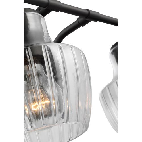 Main product image of Destin 2 Light Vanity Medium Base 60 Watt Black And Silver Accent Finish Clear Ribbed Glass