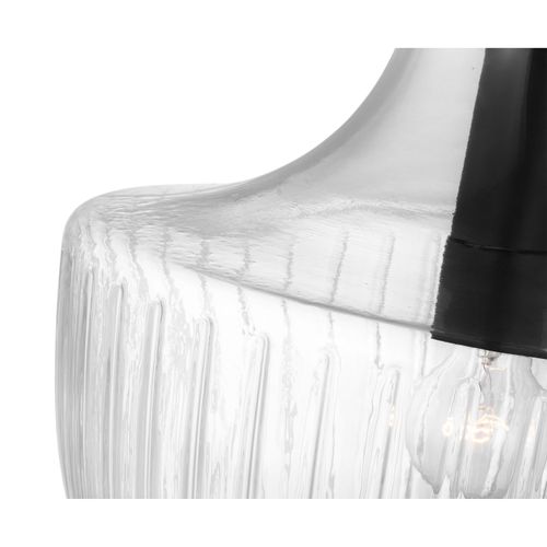 Main product image of Destin 1 Light Medium Pendant Medium Base Black And Silver Accent Finish Clear Ribbed Glass