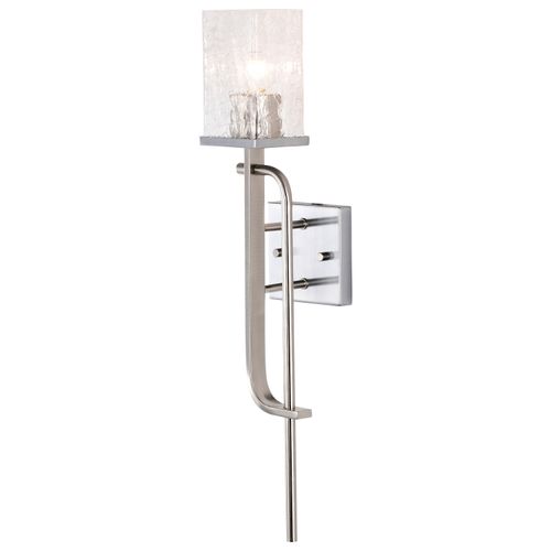 Main product image of Terrace 1 Light Wall Sconce Polished Nickel Finish Crackel Glass
