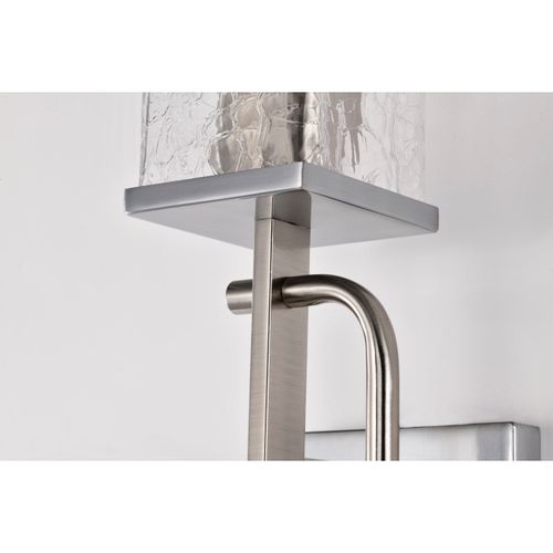 Main product image of Terrace 1 Light Wall Sconce Polished Nickel Finish Crackel Glass