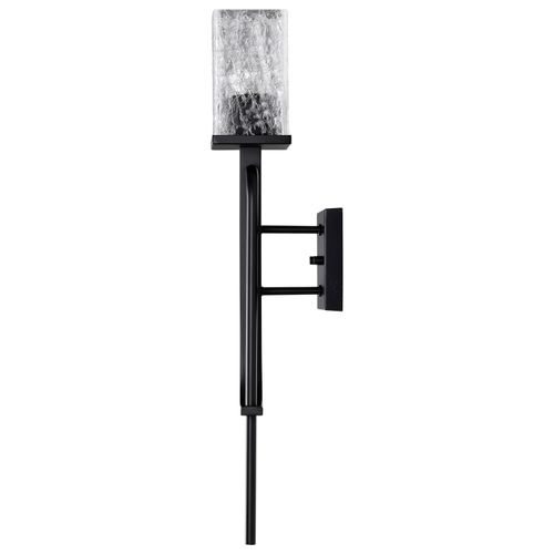 Main product image of Terrace 1 Light Wall Sconce Matte Black Finish Crackel Glass