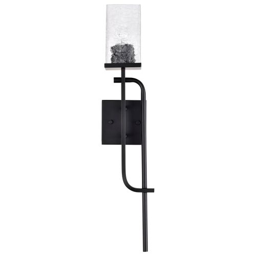 Main product image of Terrace 1 Light Wall Sconce Matte Black Finish Crackel Glass