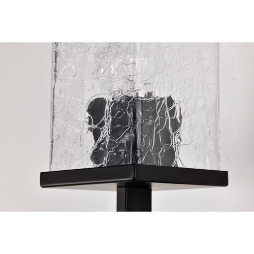 Main product image of Terrace 1 Light Wall Sconce Matte Black Finish Crackel Glass