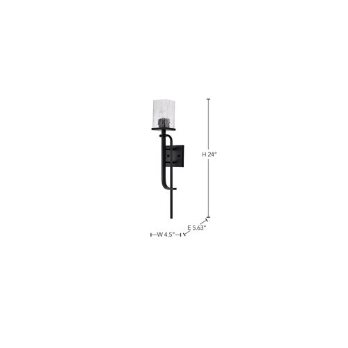 Main product image of Terrace 1 Light Wall Sconce Matte Black Finish Crackel Glass