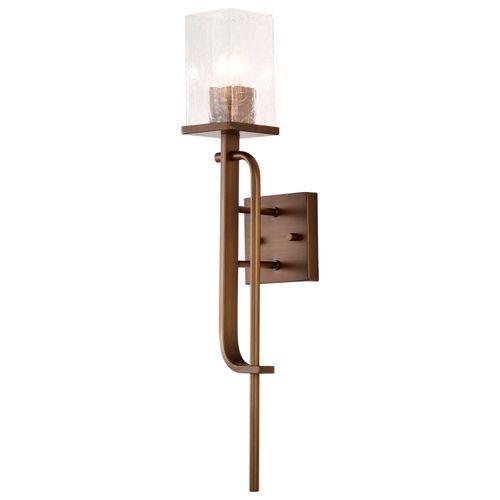Main product image of Terrace 1 Light Wall Sconce Natural Brass Finish Crackel Glass