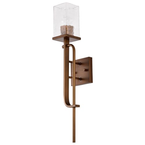 Main product image of Terrace 1 Light Wall Sconce Natural Brass Finish Crackel Glass