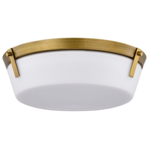 Main product image of Rowen 3 Light Flush Mount Natural Brass Finish Etched White Glass