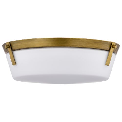 Main product image of Rowen 3 Light Flush Mount Natural Brass Finish Etched White Glass