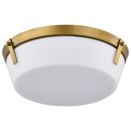 Main product image of Rowen 3 Light Flush Mount Natural Brass Finish Etched White Glass