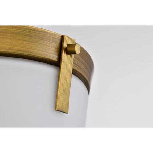 Main product image of Rowen 3 Light Flush Mount Natural Brass Finish Etched White Glass