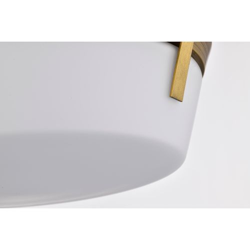 Main product image of Rowen 3 Light Flush Mount Natural Brass Finish Etched White Glass