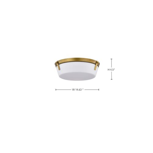 Main product image of Rowen 3 Light Flush Mount Natural Brass Finish Etched White Glass