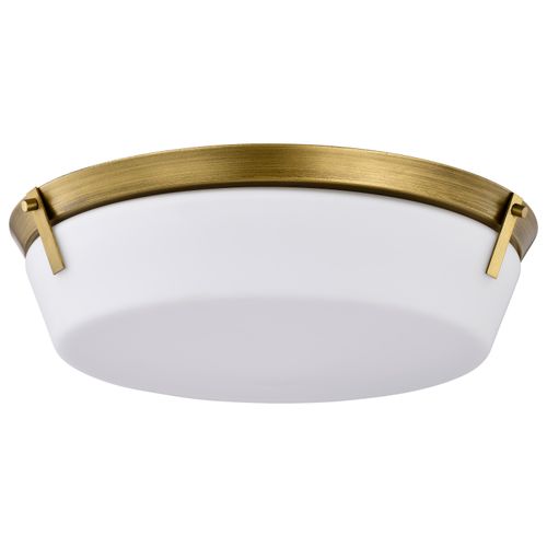 Main product image of Rowen 4 Light Flush Mount Natural Brass Finish Etched White Glass