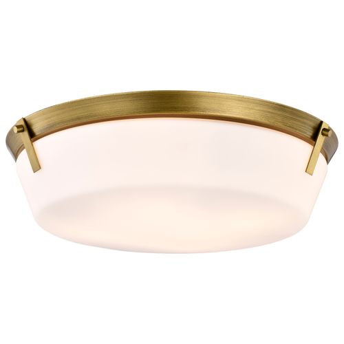 Main product image of Rowen 4 Light Flush Mount Natural Brass Finish Etched White Glass