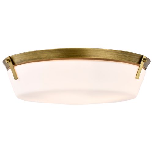 Main product image of Rowen 4 Light Flush Mount Natural Brass Finish Etched White Glass
