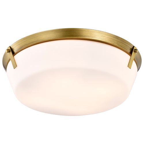 Main product image of Rowen 4 Light Flush Mount Natural Brass Finish Etched White Glass