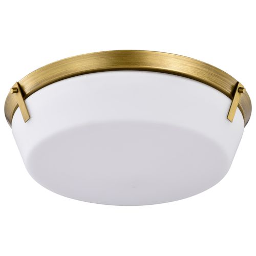 Main product image of Rowen 4 Light Flush Mount Natural Brass Finish Etched White Glass