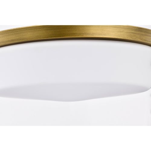 Main product image of Rowen 4 Light Flush Mount Natural Brass Finish Etched White Glass