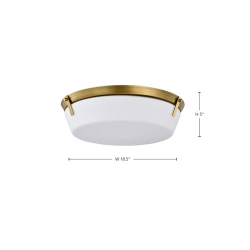 Main product image of Rowen 4 Light Flush Mount Natural Brass Finish Etched White Glass