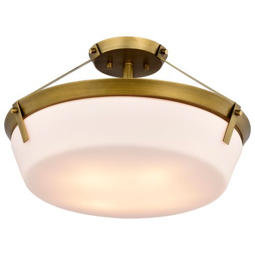 Main product image of Rowen 4 Light Semi Flush Natural Brass Finish Etched White Glass