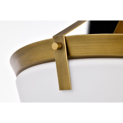 Main product image of Rowen 4 Light Semi Flush Natural Brass Finish Etched White Glass