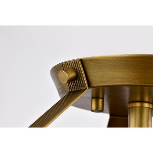 Main product image of Rowen 3 Light Semi Flush Natural Brass Finish Etched White Glass