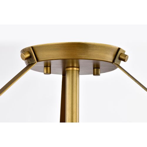 Main product image of Rowen 3 Light Semi Flush Natural Brass Finish Etched White Glass