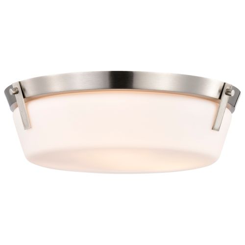 Main product image of Rowen 3 Light Flush Mount Brushed Nickel Finish Etched White Glass