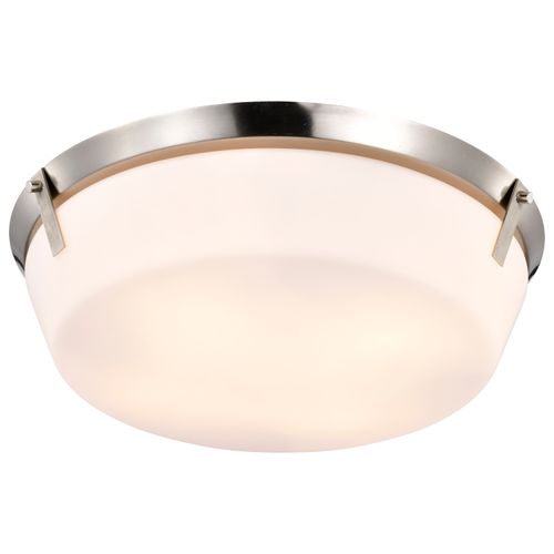 Main product image of Rowen 4 Light Flush Mount Brushed Nickel Finish Etched White Glass