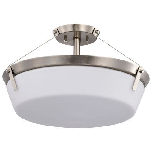 Main product image of Rowen 4 Light Semi Flush Brushed Nickel Finish Etched White Glass