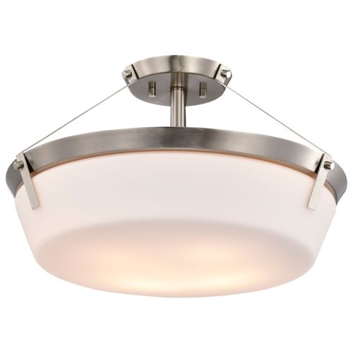 Main product image of Rowen 4 Light Semi Flush Brushed Nickel Finish Etched White Glass