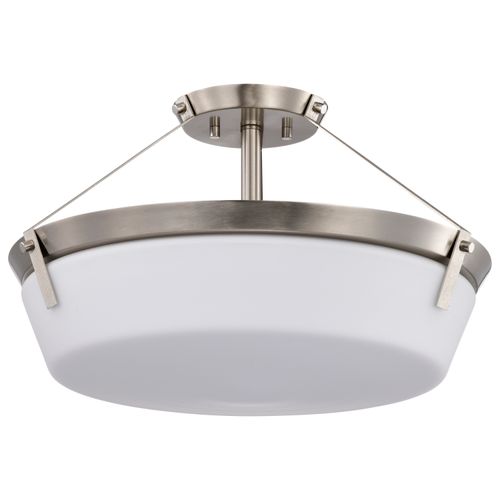 Main product image of Rowen 4 Light Semi Flush Brushed Nickel Finish Etched White Glass