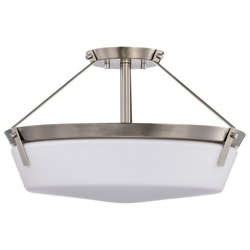Main product image of Rowen 4 Light Semi Flush Brushed Nickel Finish Etched White Glass