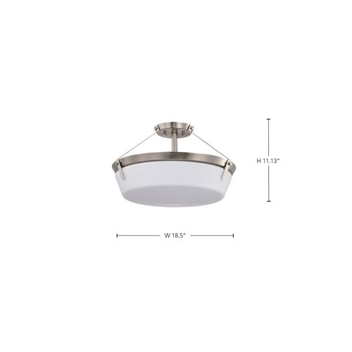 Main product image of Rowen 4 Light Semi Flush Brushed Nickel Finish Etched White Glass