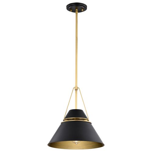 Main product image of Adina 1 Light Medium Pendant Matte Black and Natural Brass Finish