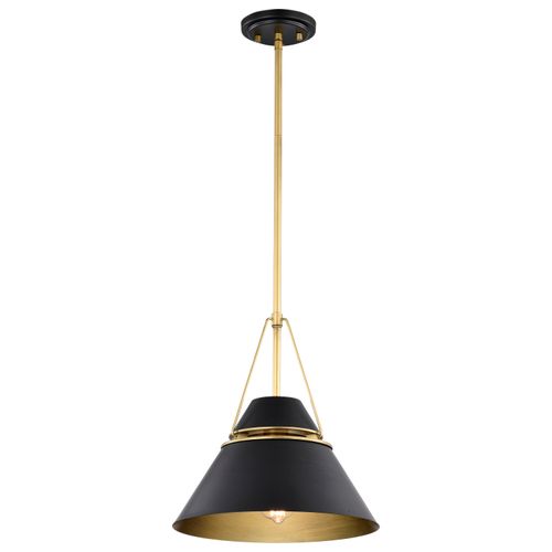 Main product image of Adina 1 Light Medium Pendant Matte Black and Natural Brass Finish