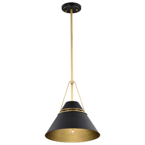 Main product image of Adina 1 Light Medium Pendant Matte Black and Natural Brass Finish