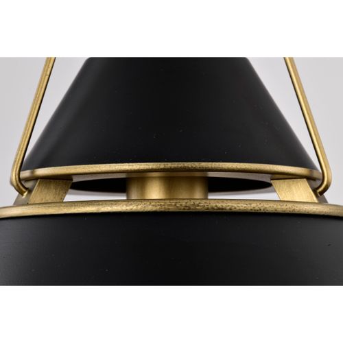 Main product image of Adina 1 Light Medium Pendant Matte Black and Natural Brass Finish