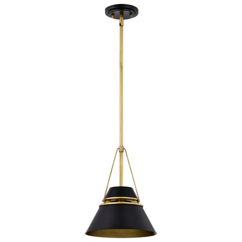 Main product image of Adina 1 Light Small Pendant Matte Black and Natural Brass Finish