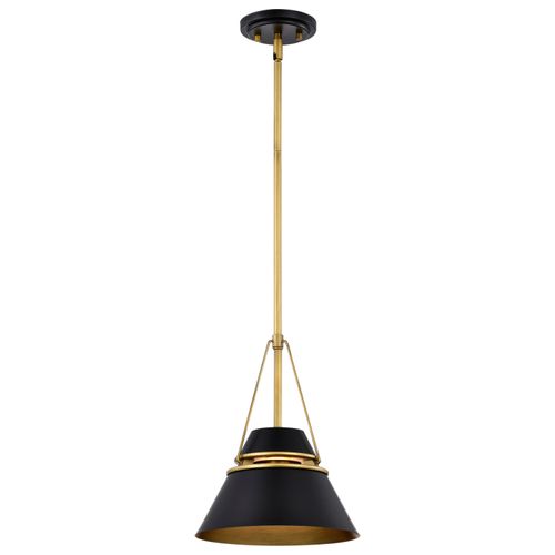 Main product image of Adina 1 Light Small Pendant Matte Black and Natural Brass Finish