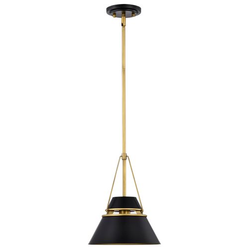Main product image of Adina 1 Light Small Pendant Matte Black and Natural Brass Finish