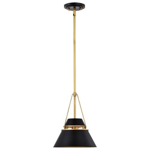Main product image of Adina 1 Light Small Pendant Matte Black and Natural Brass Finish