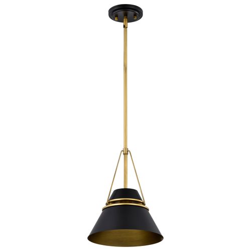 Main product image of Adina 1 Light Small Pendant Matte Black and Natural Brass Finish