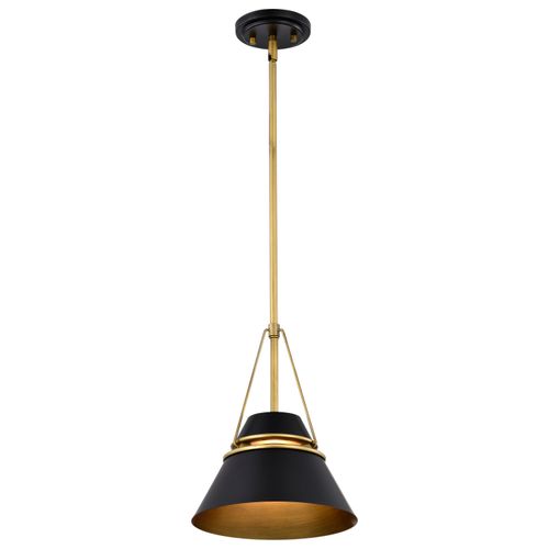 Main product image of Adina 1 Light Small Pendant Matte Black and Natural Brass Finish