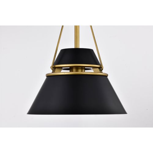 Main product image of Adina 1 Light Small Pendant Matte Black and Natural Brass Finish