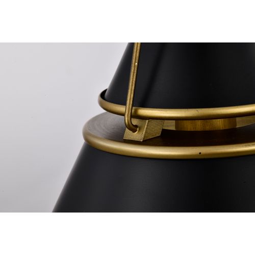 Main product image of Adina 1 Light Small Pendant Matte Black and Natural Brass Finish