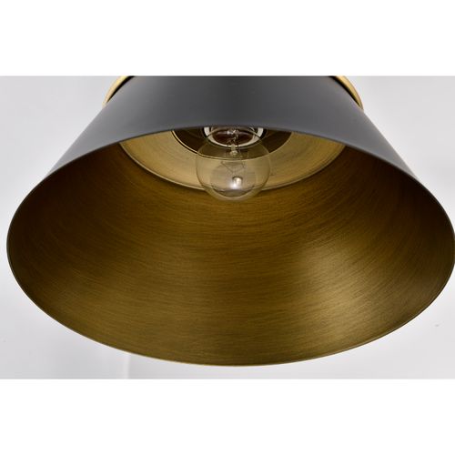 Main product image of Adina 1 Light Small Pendant Matte Black and Natural Brass Finish