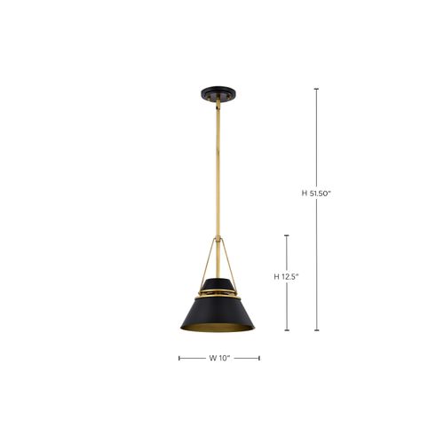 Main product image of Adina 1 Light Small Pendant Matte Black and Natural Brass Finish